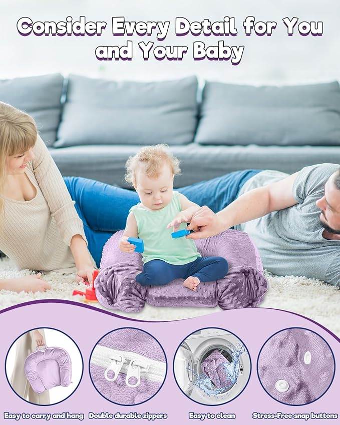 Baby Lounger Pillow 3-in-1 Infant Lounger Pillow for Newborn 0-24 Months, Portable Tummy Time Mat for Home and Travel, Breathable & Soft Baby Seat for Baby-CubbioJoy