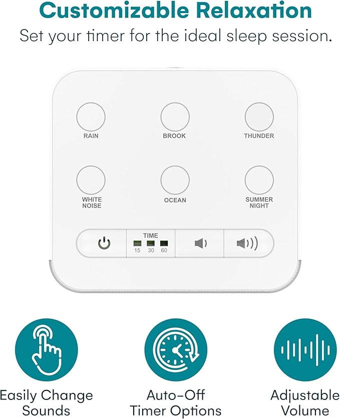 Big Red Rooster Sleep Sound Machine - White Noise Device for Kids and Babies with Rain and Nature Sounds - Portable Noise Cancellation for Nap Time, Bedroom, Nursery, or Office - 4x4x3 in-CubbioJoy