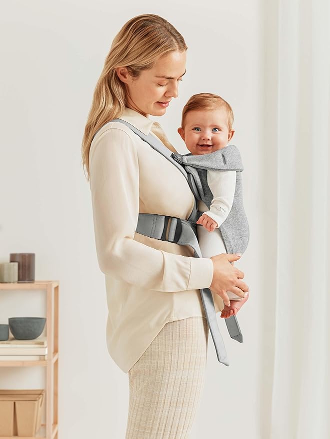 BabyBjörn Baby Carrier Mini, Light Gray, 3D Jersey | Infant Carrier (7-25 lbs), Ergonomic, Easy-to-Use-CubbioJoy