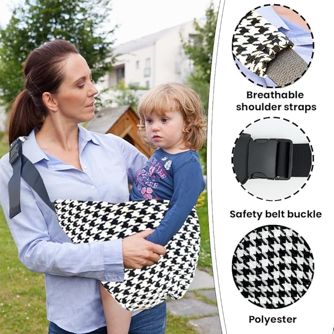 Baby Sling Carrier Adjustable Baby Sling 2025 Upgraded Toddler Sling Comfortable Baby Wrap Carriers Ergonomic-Designed, Travel Friendly Carrying 10-45 Lbs Blackwhite-CubbioJoy