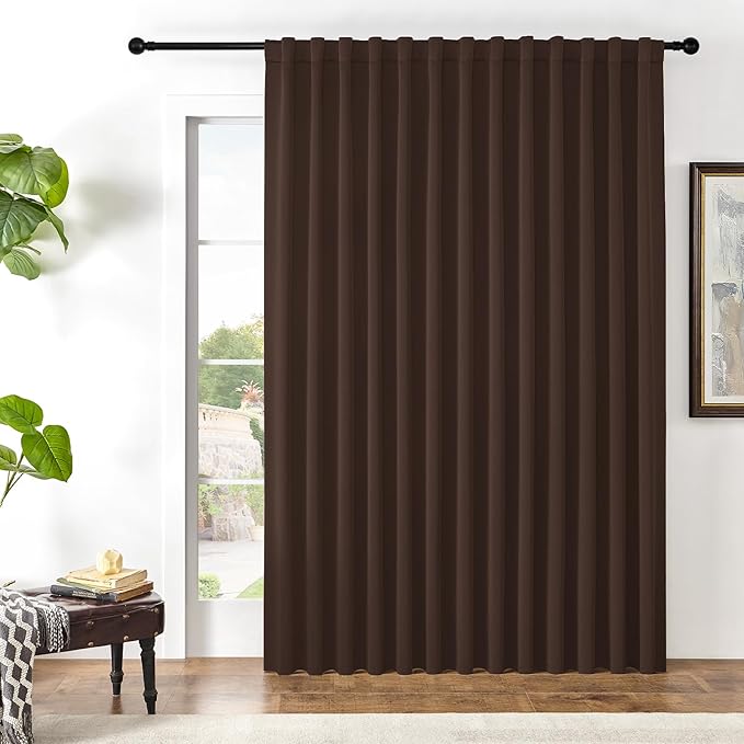 Joydeco Custom Blackout Curtains for Bedroom, 1 Panel Room Darkening Curtains & Drapes for Living Room Window Rod Pocket Back Tab (Custom Size,Chocolate)-CubbioJoy