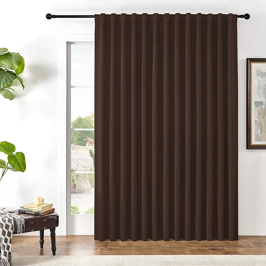 Joydeco Custom Blackout Curtains for Bedroom, 1 Panel Room Darkening Curtains & Drapes for Living Room Window Rod Pocket Back Tab (Custom Size,Chocolate)-CubbioJoy