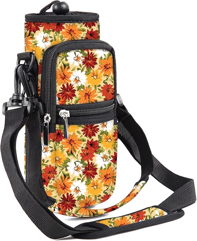 25/32/40/64oz Water Bottle Bag Holder Carrier-Insulated Crossbody Sling Case Sleeve with Strap & Pockets for Men Women Gym Cycling Travel Walking Hiking Camping-CubbioJoy