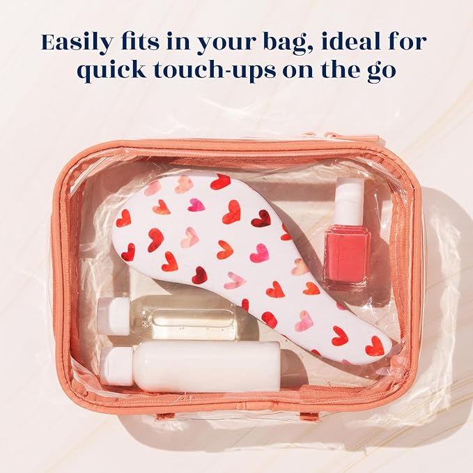 Crave Naturals Glide Thru Hair Brush - Detangler Brush for Curly, Straight, Wet or Dry Hair - Gentle Detangling Brusheses for Adults, Kids, Toddlers - Hair Accessories for Women, 7.5"x3" - Pink Hearts-CubbioJoy