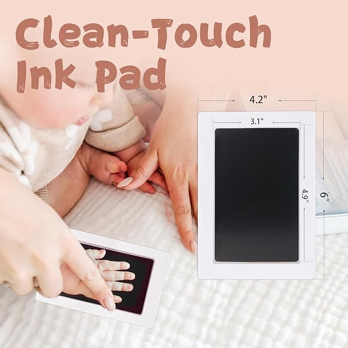 Inkless Baby Hand and Footprint Kit,Clean-Touch Ink Pad Kit,Safe No Mess Printing Infant Hand Foot Stamp,1 Pack Newborn Inkless Print Pads Best Keepsake or Gifts for Family-CubbioJoy