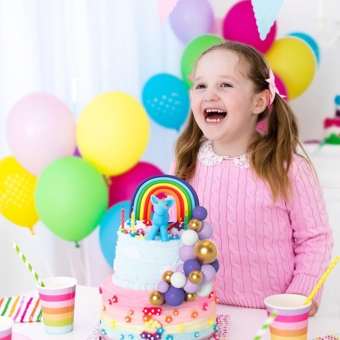 75 Pieces Cake Balls Topper Decorations Foam Cupcake Topper Mini Balloon Balls Cake Picks for Deco Birthday Party Wedding（Purple, Light Purple,Gold, White）-CubbioJoy