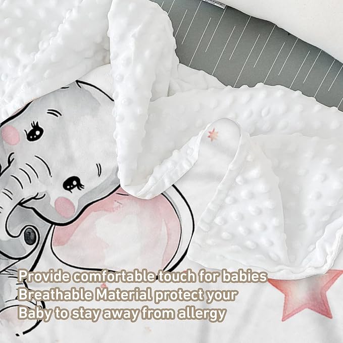 Custom Name Crib Bedding Set - Starry Sky Elephant Design, Personalized Baby Nursery Bedding 3-Piece Set– Soft Blanket, Fitted Sheet, Changing Pad Cover – for Newborns Girls Nursery Gifts-CubbioJoy