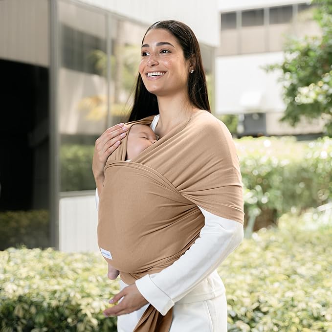 Comfy Cubs Baby Wrap Carrier - Soft & Secure Fit Cotton Blend Baby Carrier Newborn to Toddler - Hands-Free & Lightweight Infant Wrap - Adjustable, One Size Fits All Toddler Sling - Cedar-CubbioJoy