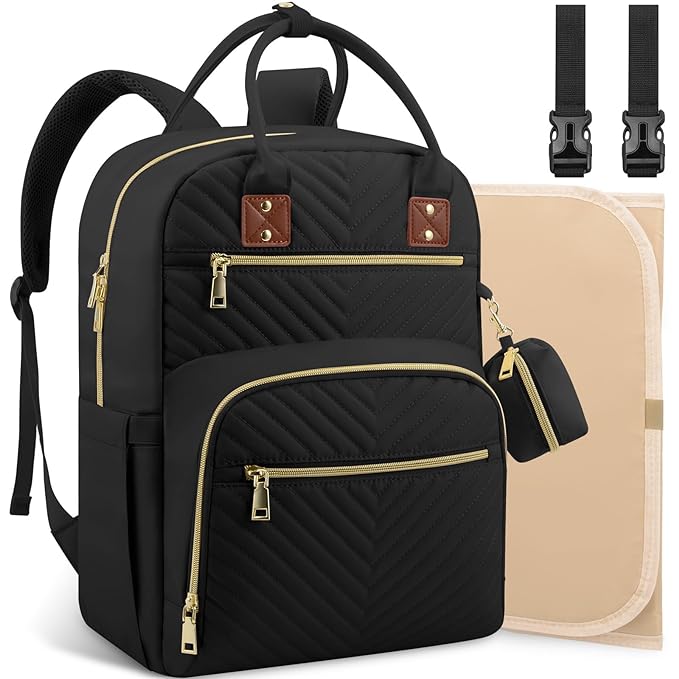 Baby Diaper Bag Backpack, Travel Diaper Bags for Baby Girl Boy Large Capacity Baby Bag Backpack for Women Black-CubbioJoy