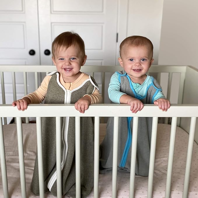 baby deedee Sleep Nest Fleece Baby Sleeping Bag, Gray Aqua, 0-6 Month-CubbioJoy