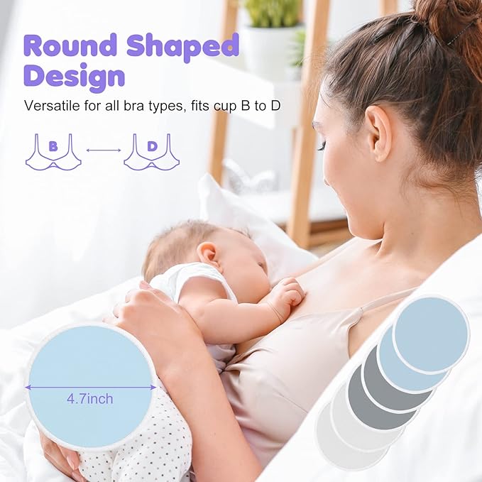 6 PCS Reusable Nursing Pads – Washable Breast Pads for Breastfeeding, Soft & Super Absorbent with Laundry Bag and Travel Bag, Nipple Pads for Postpartum Essentials-CubbioJoy