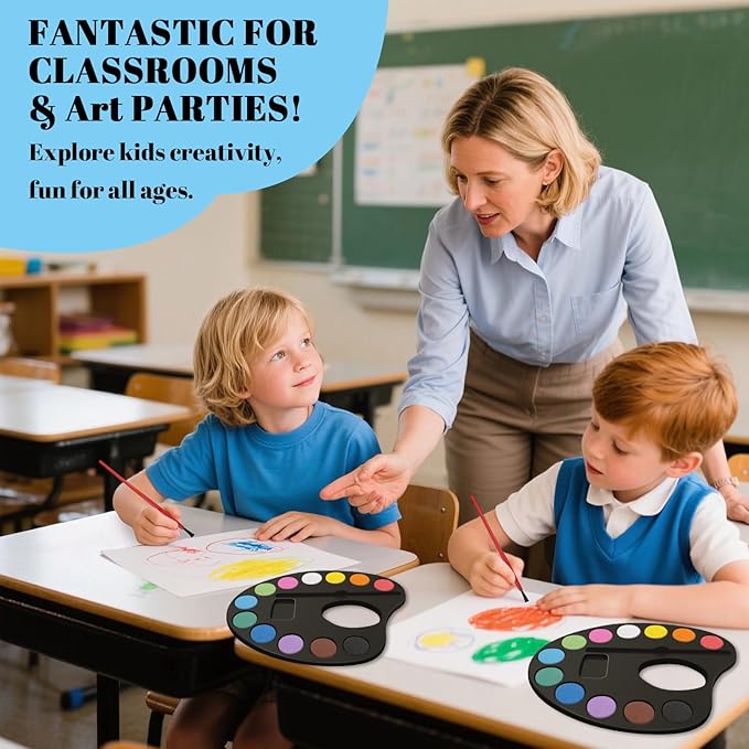 24 Pack Watercolor Paint Set Bulk, with 12 Vibrant Colors and 24 Brushes, Washable Water Color Paint Sets for Kids and Adults, Ideal Gift for Art Party Favors, School Classroom Supplies-CubbioJoy