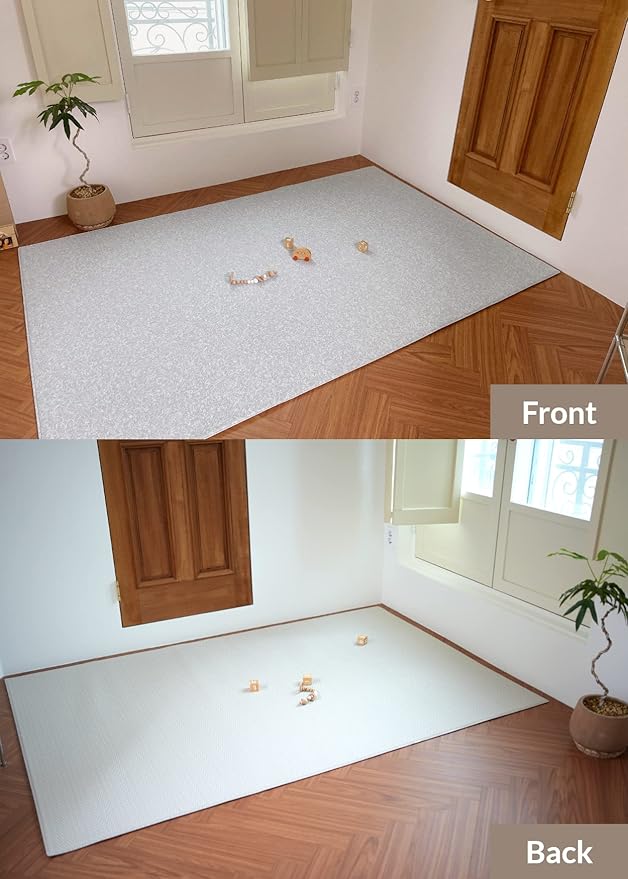 Baby Care Play Mat (Medium, Hygge - Spore & Wooden) 73’’ x 49’’ Original One-Piece Reversible Rollable Waterproof Play Mat for Infants, Babies, Toddler, and Kids-CubbioJoy