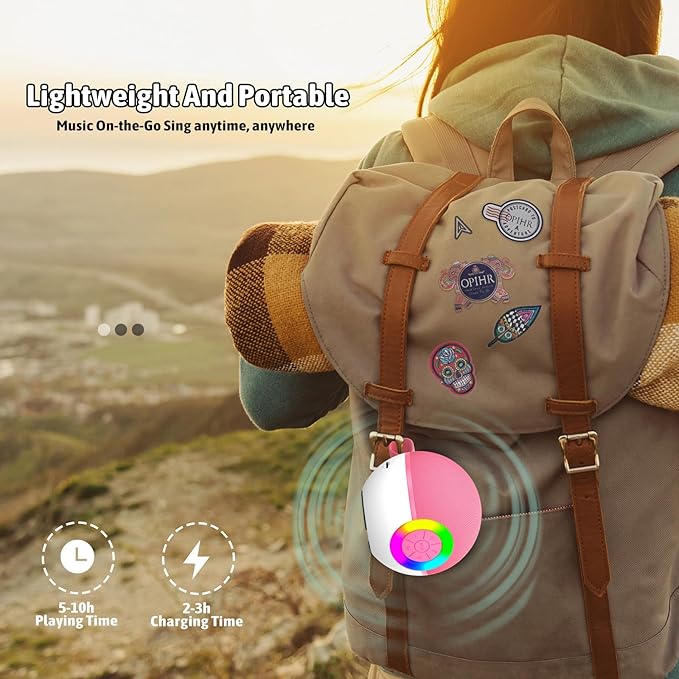 Karaoke Microphone Machine Toys for Kids Adults, Mini Portable Bluetooth Speaker with 2 Wireless Mics, Christmas Birthday Gifts for Boys Girls Ages 3 4 5 6 7 8 9 10 11 12+ Year (Pink)-CubbioJoy