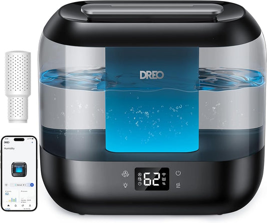 Dreo Humidifiers for Bedroom, Top Fill 4L Smart Cool Mist Humidifier with Oil Diffuser, Cartridge, Nightlight, 36H Runtime, Quiet Ultrasonic Humidifiers for Home, Baby Nursery, Plants, Office, HM311S-CubbioJoy