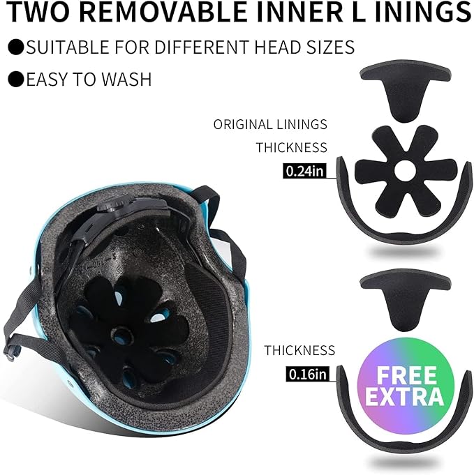 Adjustable Color Gradient Skateboard Helmet for 3-5-8-14+Ages【Toddler Kids Youth Adult】 Girls Boys Woman.Bike Helmet for Multi-Sports Cycling Bicycle Scooter Inline Roller Skate Rollerblading-CubbioJoy