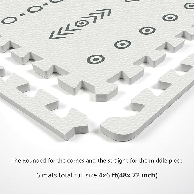 Baby Foam Play Mat, PIGLOG 72x48 Baby Crawling Mat, Floor Mats for Kids for Infants with Interlocking Tiles, Toddler Playmats for Indoor and Outdoor, Easy to Clean Playroom Mats, (Symbol+Bohemia)-CubbioJoy