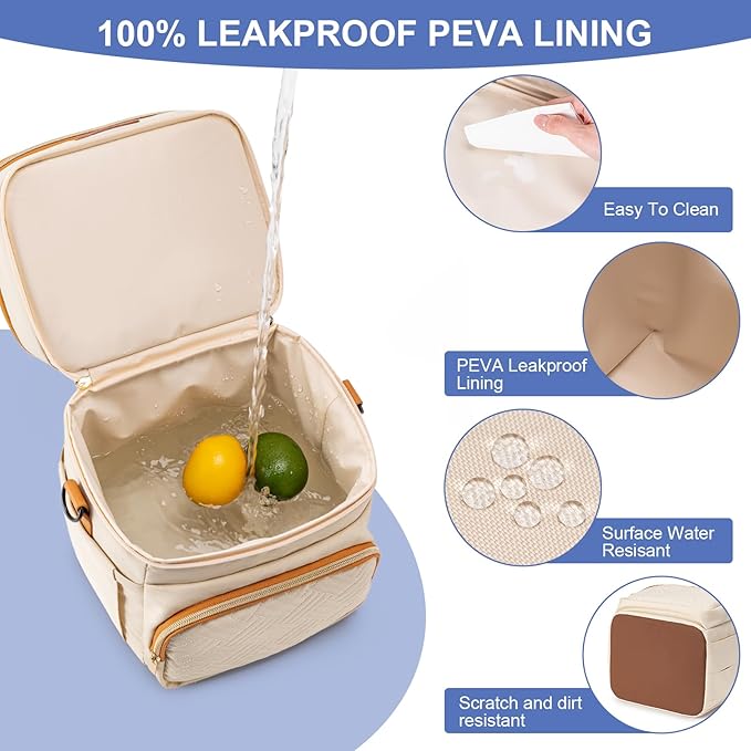 Insulated Breastmilk Cooler Bag with Ice Pack - Holds 6x9oz Bottles, Leakproof Double Layer, Baby Bottle Cooler Bag with Adjustable Strap for Nursing Moms, Daycare & Travel-CubbioJoy