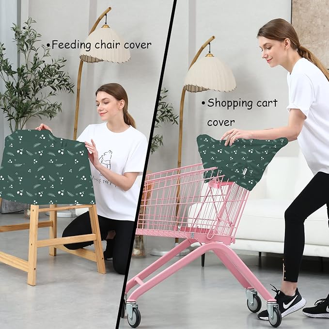 Carseat Covers for Baby Breastfeeding – Multi use Car Seat Canopy Cover, Infant Stroller Canopy Cover for Girls (Green Print)-CubbioJoy