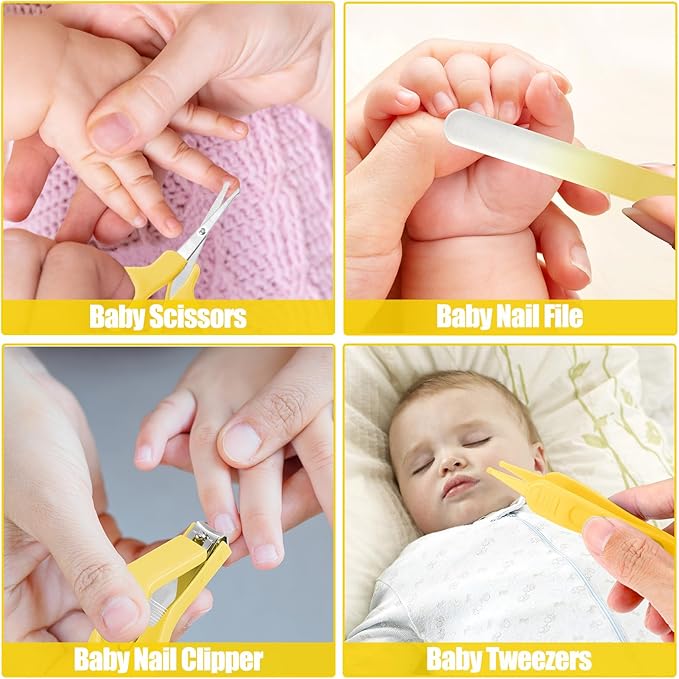 Baby Healthcare and Grooming Kit for Newborn Kids, 24PCS Upgraded Safety Baby Care Kit, Newborn Nursery Health Care Set, Baby Care Products (Yellow)-CubbioJoy