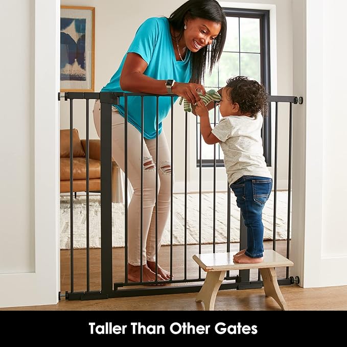 Cumbor 36" Extra Tall Baby Gate for Dogs and Kids with Wide 2-Way Door, 29.7"- 46" Width, and Auto Close Personal Safety for Babies and Pets, Fits Doorways, Stairs, and Entryways, Black-CubbioJoy