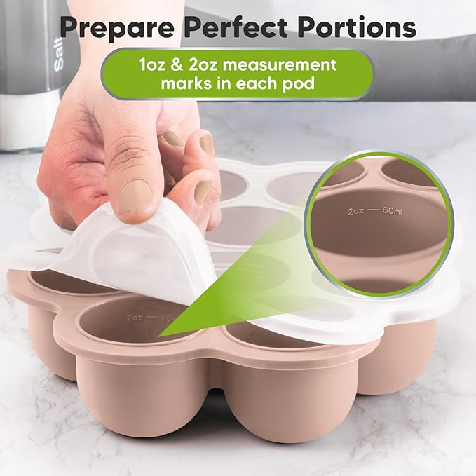 KeaBabies Silicone Food Freezer Trays with Lid, 2oz x 10 Pods Baby Food Storage Containers, Easy Puree Meal Prep, Breast Milk Silicone Freezer Molds, Dishwasher,Microwave Safe,BPA-Free Tray(Dusk)-CubbioJoy