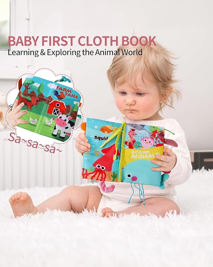 dearlomum Baby Play Mat Baby Gym,Funny Play Piano Tummy Time Baby Activity Mat with 5 Infant Sensory Baby Toys & 2 Baby Book Toys, Boy & Girl Gifts for Newborn 0 to 3 6 9 12 Months(Pink)-CubbioJoy