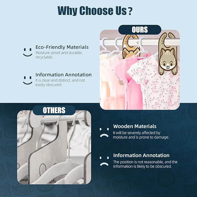 Baby Closet Dividers (Set of 8), Baby Hanger Dividers for Infant to Toddler, Nursery Organization for Clothes, Girl & Boy Closet Organizers-CubbioJoy