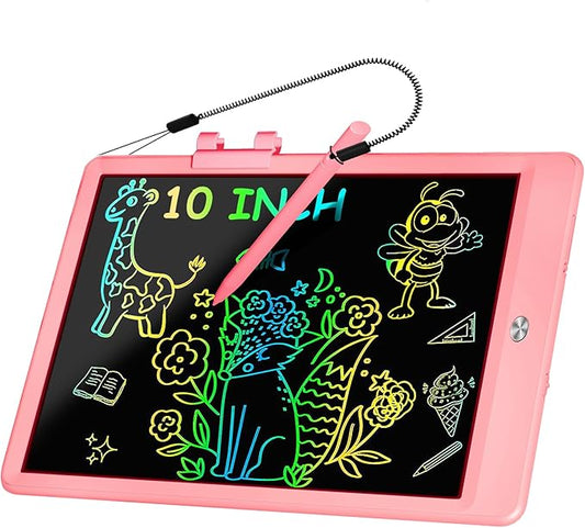 Decute Kids Toys LCD Writing Tablet with Stylus, 10 Inch Erasable Toddlers Doodle Board, Reusable Drawing Pad for Kids, Educational Christmas Birthday Gift for 3 4 5 6 7 8 Girls Boys Toddler Pink-CubbioJoy