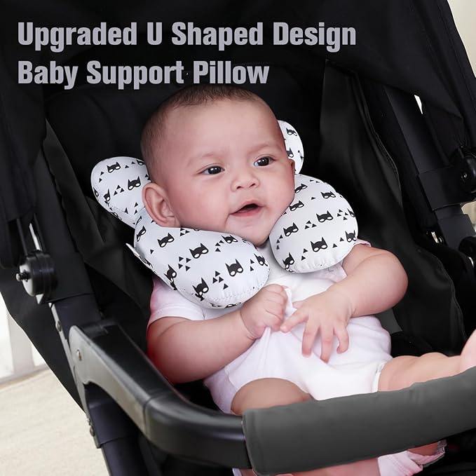 KAKIBLIN Baby Travel Pillow for Head and Neck, Upgraded Baby Support Pillow, Baby Neck Pillows for Car Seat,Pushchair,Travel, Grey-CubbioJoy