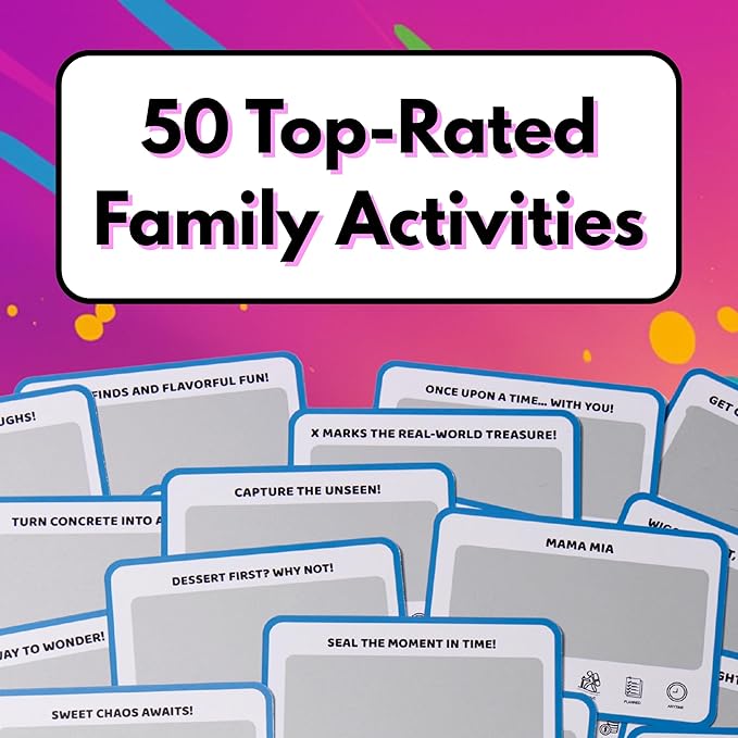 50 Family Activities - Adventure Scratch Off Cards - Family Date Night Ideas - Gift Basket Games for Kids and Adults - Surprise Book of Fun Challenge - Experience Gift for Kids-CubbioJoy