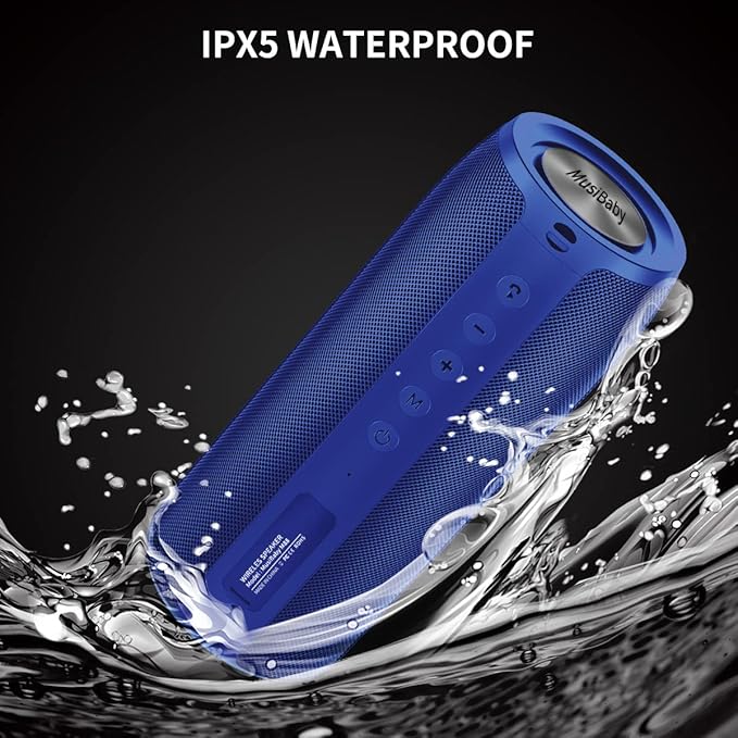 Bluetooth Speaker,MusiBaby M88 Speakers,Dual Pairing, Bluetooth 5.3,Loud Stereo Sound,Booming Bass,30H Playtime for Home& Outdoor Party,Beach,Portable Speaker,Gifts(Blue)-CubbioJoy