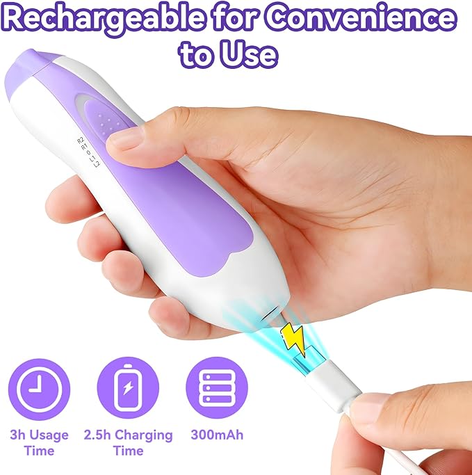 Baby Nail Trimmer Electric, 6 in 1 Rechargeable Baby Nail Clippers Manicure Set Grooming Kit for Toddler Infant or Adults (Purple)-CubbioJoy