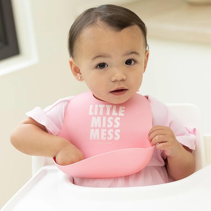 Bella Tunno Baby Bib for Eating, Waterproof Silicone Bib with Large Food Catcher, Adjustable Fit for Babies 4-12 months & Toddlers 1-3 Years, Boys & Girls, Little Miss Mess-CubbioJoy