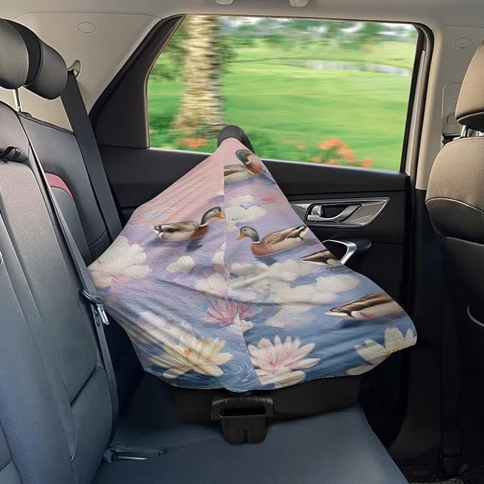 Binienty Baby Car Seat Cover - Lotus Duck Animal Print Multi-Use Car Seat Canopy Carrier Cover for Baby Boys Girls Shower Gifts-CubbioJoy