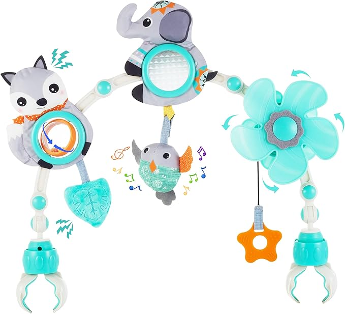 Adjustable Arch Bassinet Toys for Infant & Toddlers, Stroller Arch, Baby Crib Toys with Fascinating Hanging for Stimulating Baby’s Senses and Developing Motor Skills-CubbioJoy