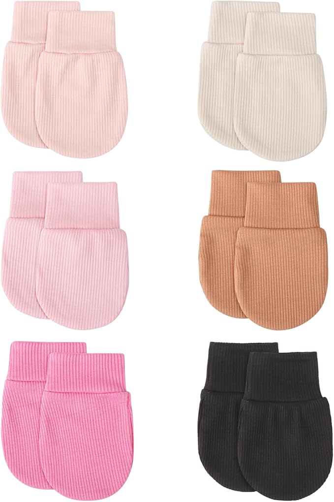 BQUBO 6 Pairs Newborn Baby Boys Girls Mittens 0-6 Months Unisex-Baby Infant Mittens Elastic No Scratch Wrist Gloves-CubbioJoy