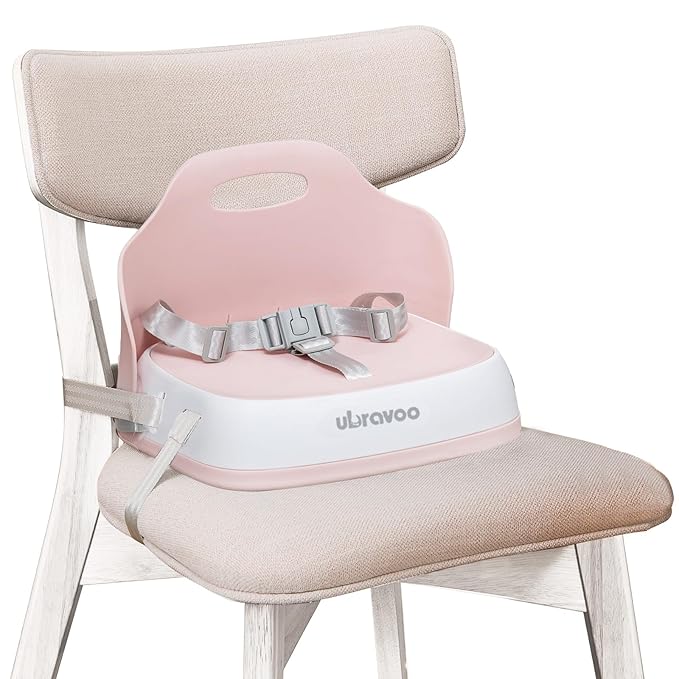 Baby Booster Seats, Toddler Booster Seat for Dining Table with Adjustable Straps, Portable Compact Portable Baby Chair for Dining and Travel (Pink)-CubbioJoy