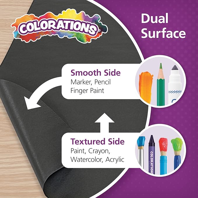 Colorations Dual Surface Paper Roll Classroom Supplies for Arts and Crafts Black (36" x 1000') (Item # DSBK)-CubbioJoy