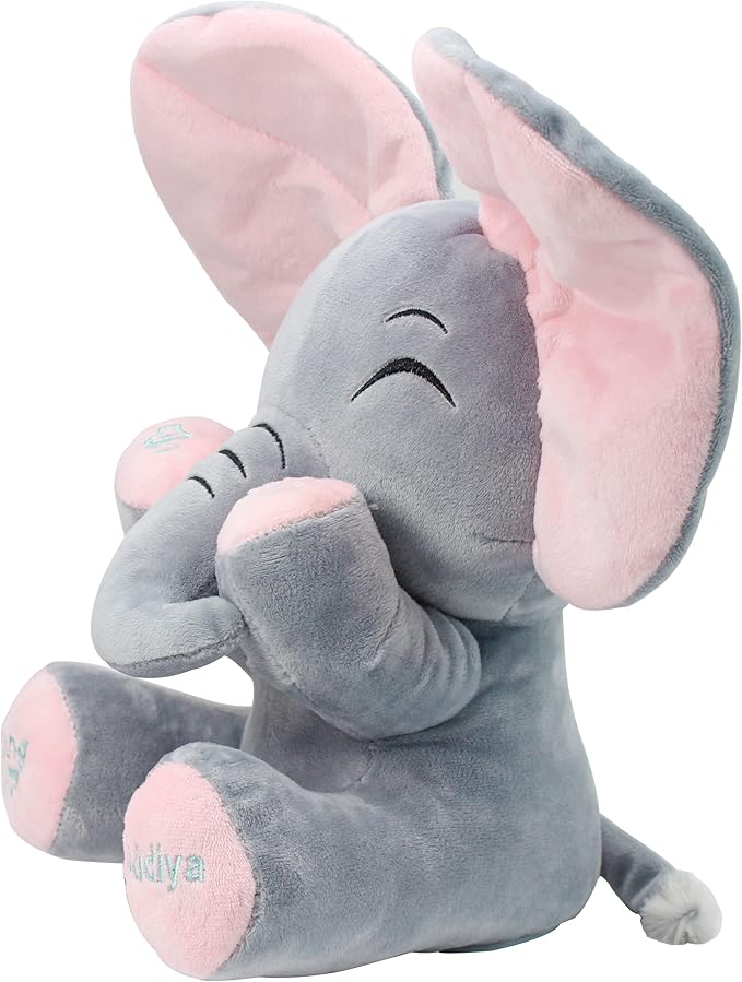 Aidiya Elephant Stuffed Animals Baby Gifts Peluches Ear Interactive Elephant Talking Singing Plush Toys for Girls Boys Gift Adjustable Volume 11.8" Set (Pink)-CubbioJoy