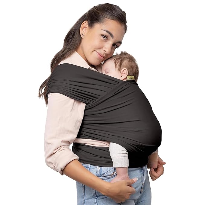 Boba Baby Wrap Carrier – Original Baby Sling Carrier for Newborns (7–35 lbs), Soft, Secure, Hands-Free & Ergonomic, Ideal for Comfortable Bonding, New Parents (Organic Dark Grey)-CubbioJoy