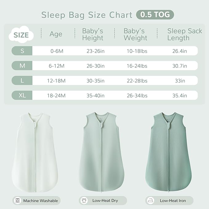 JELLYMONI Baby Sleep Sack 18-24 Months 100% Cotton Wearable Blanket, 0.5 TOG Soft Lightweight Toddler Sleeping Sack 3 Pack 2-Way Zipper Newborn Sleep Sacks-CubbioJoy