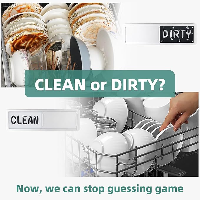 Dishwasher Magnet Clean Dirty Sign，Clean and Dirty Dishwasher Sign，Clean Dirty Magnet for Dishwasher，Dishwasher Clean Dirty Sign,Works for All Dishwashers，Dishwasher Accessories（Silver）-CubbioJoy