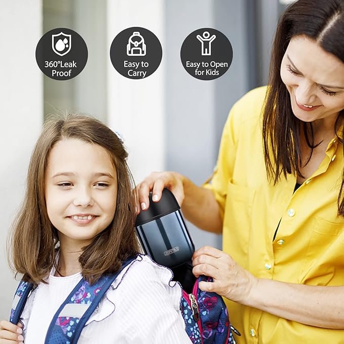 17 oz Insulated Lunch Containers, Blue, Vacuum Stainless Steel Thermo Lunch Box with Handle and Folding Spoon for School, Office, Travel-CubbioJoy