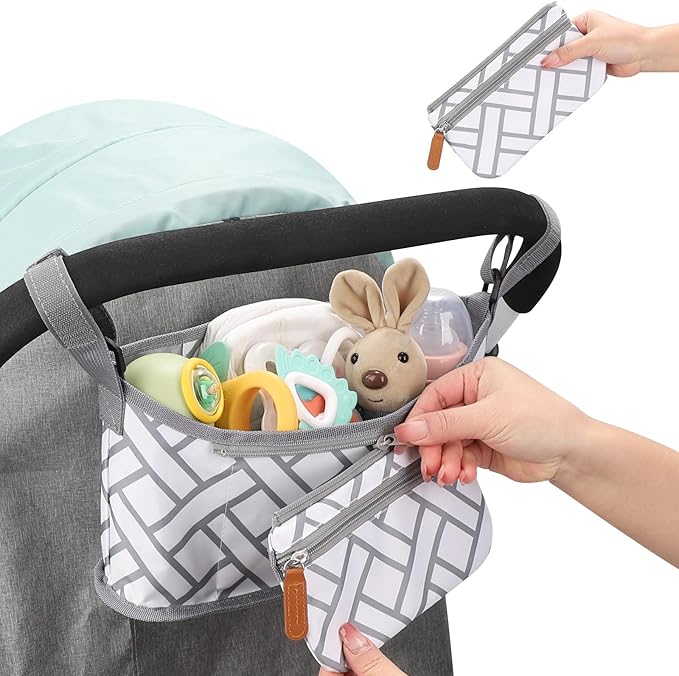 Accmor Universal Stroller Organizer with Detachable Phone Bag, Stroller Bag Caddy Organizer Stroller Accessories for Uppababy, Baby Jogger, Nuna, Doona, Britax Strollers-CubbioJoy