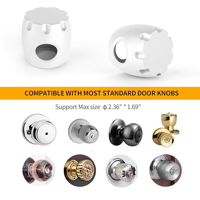 Door Knob Safety Cover, 4 Pack Baby Safety Door Handle Cover, Screw Thread Design, Reusable, Reliable Solution to Prevent Kids from Popping Off The Covers-CubbioJoy