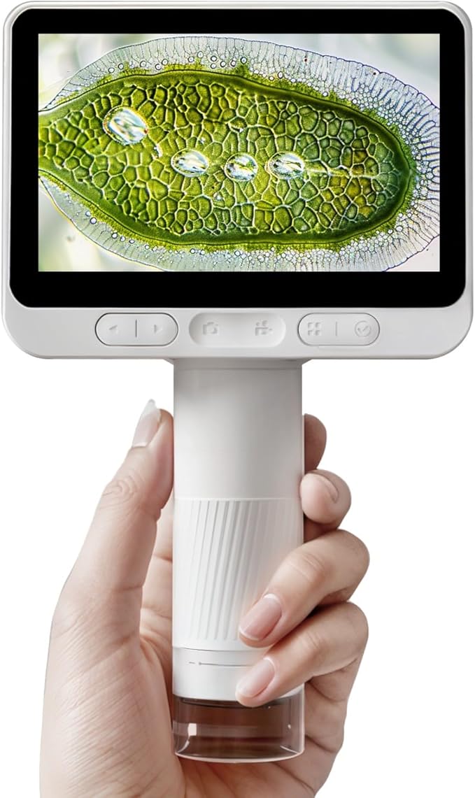 Digital Microscope with 4 Inch Screen, 1080P HD 1600X Kids Portable Handheld Microscope with 8G Card for Scientific Experiment-CubbioJoy