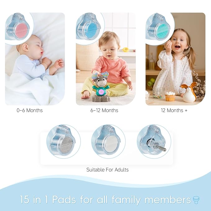 Baby Nail Trimmer Electric, 15 in 1 Baby Nail Clippers for Gentle Nail Care, Rechargeable Baby Nail File Electric with Light &15 Grinding Pads for Infant Toddler, Blue-CubbioJoy