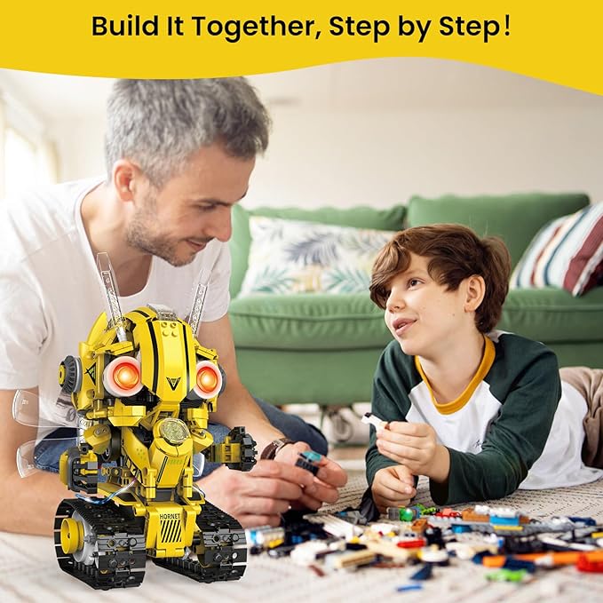 5-in-1 STEM Robot Building Kit for Kids Ages 8-16, Remote & App Controlled, Rechargeable Engineering Learning DIY Coding Toy, Educational Building Blocks Gift for Girls & Boys (673 PCS)-CubbioJoy