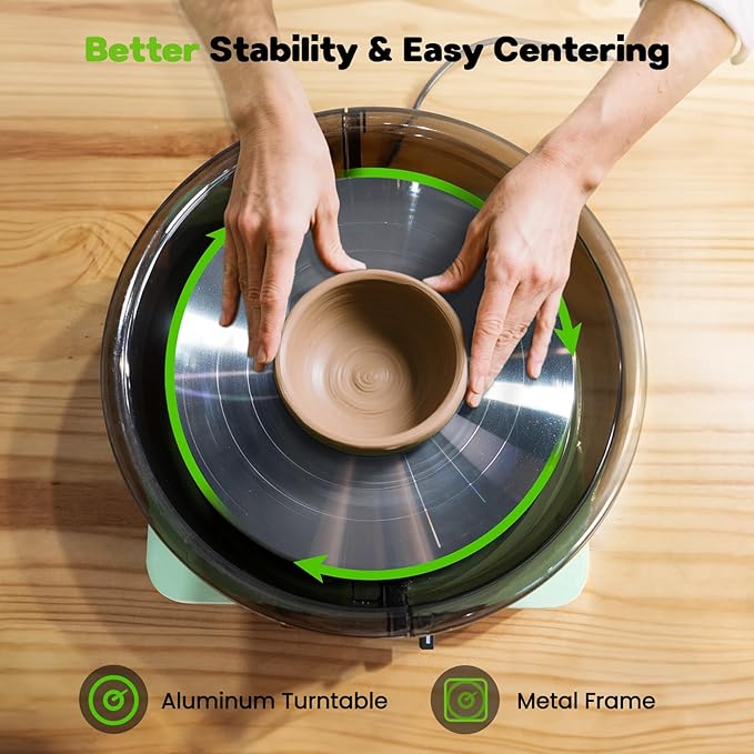 Alldeer 11-inch Pottery Wheel, 350W Electric Ceramic Forming Machine with Detachable Basin, 0-300RPM Foot Pedal Control, 19PCS Complete Clay Tool Kit for Professional Potters and Adult Crafters-CubbioJoy